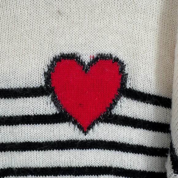Rails Wool Cashmere Blend Perci Bretton Heart Sweater Womens Large Cream Black - Picture 3 of 14
